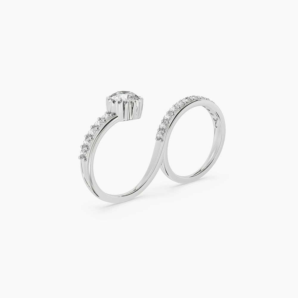 925 Sterling Silver Ace Band Two Finger Ring