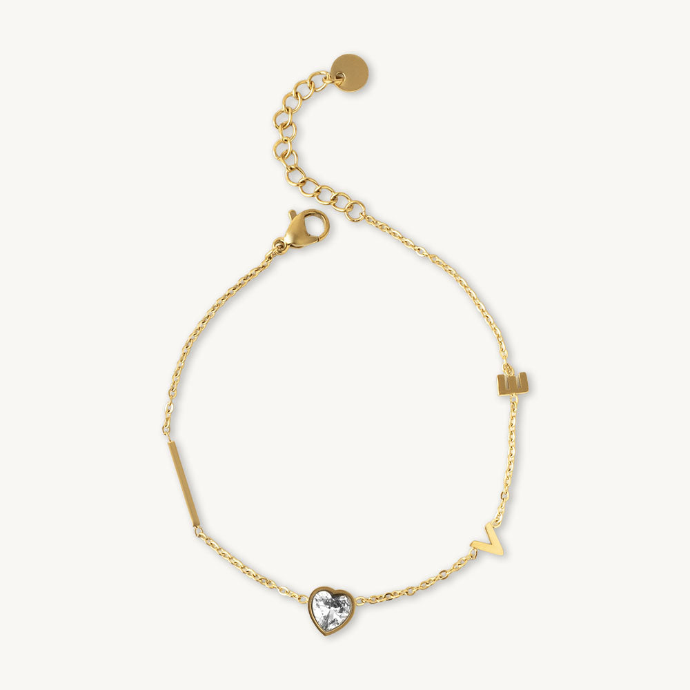 Love Heart Linked Chain Bracelet