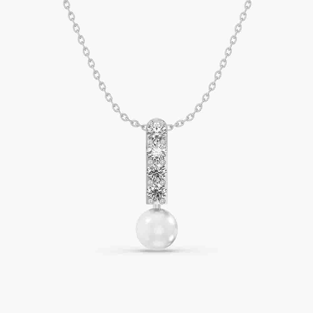 Minimal Pearl Bar 925 Sterling Silver Pendant Necklace