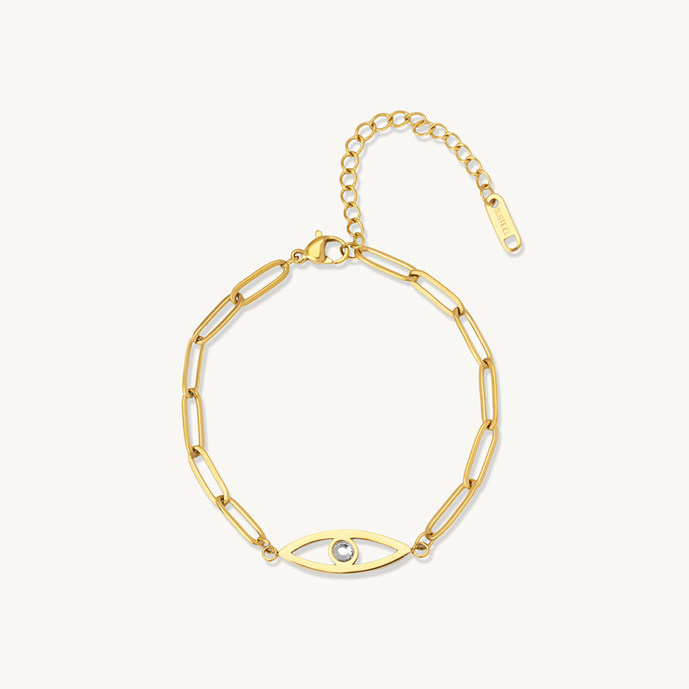 Evil Eye Paperlink Chain Bracelet