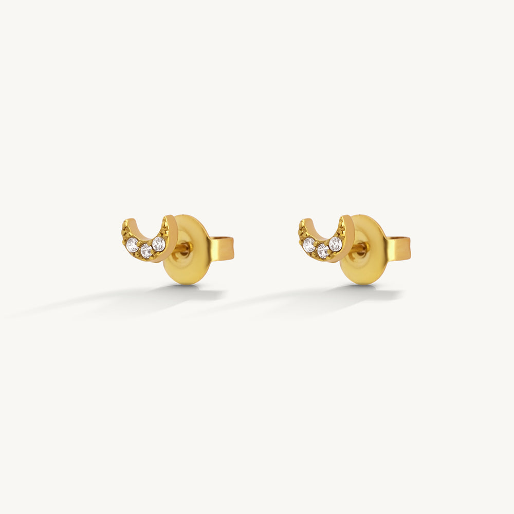 Crystal Crescent Stud Earrings