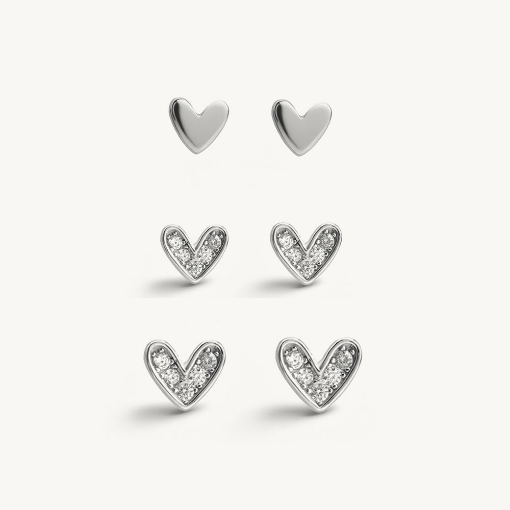 Mini Cupid Heart 925 Sterling Silver Earring Set
