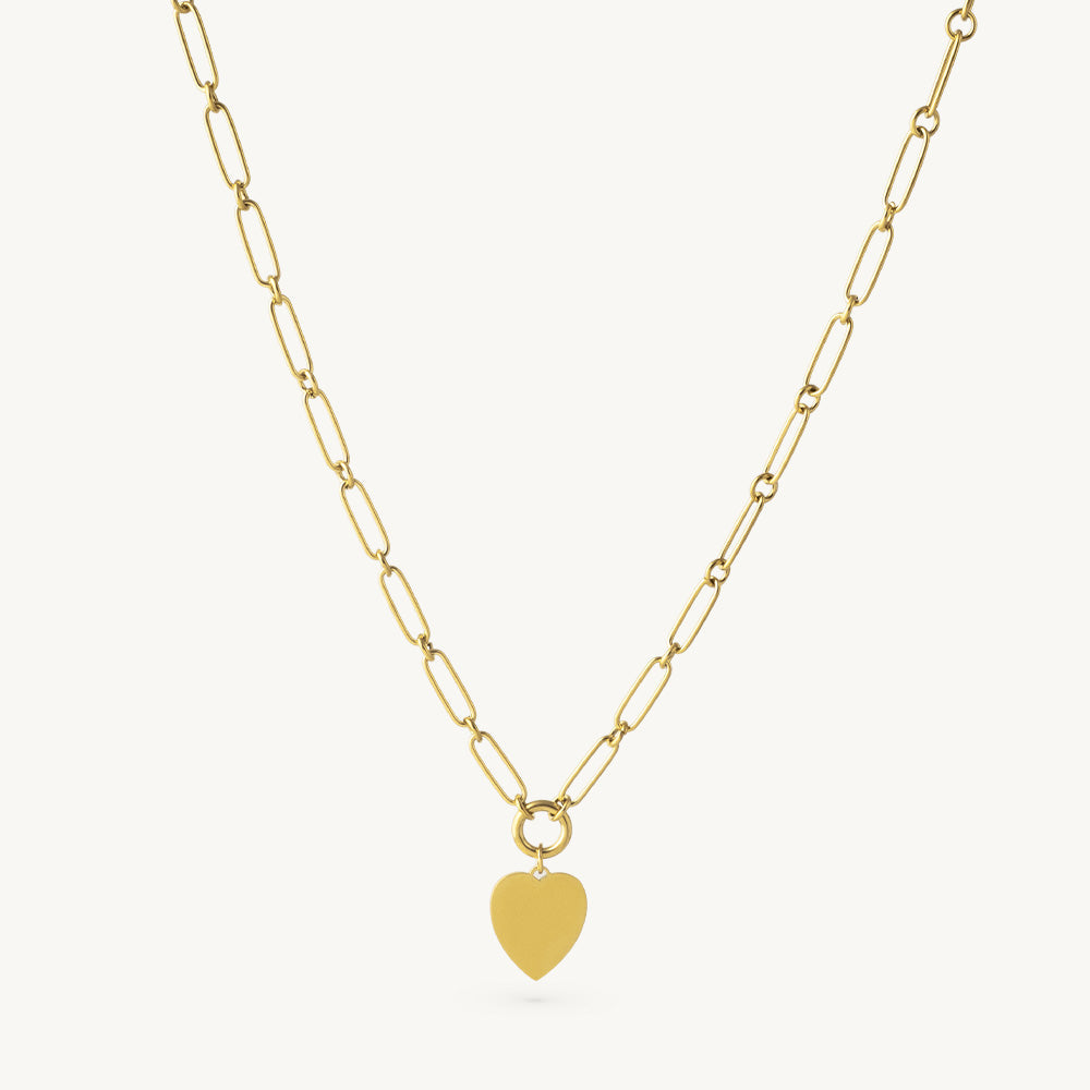 Link Chain Heart Pendant Necklace