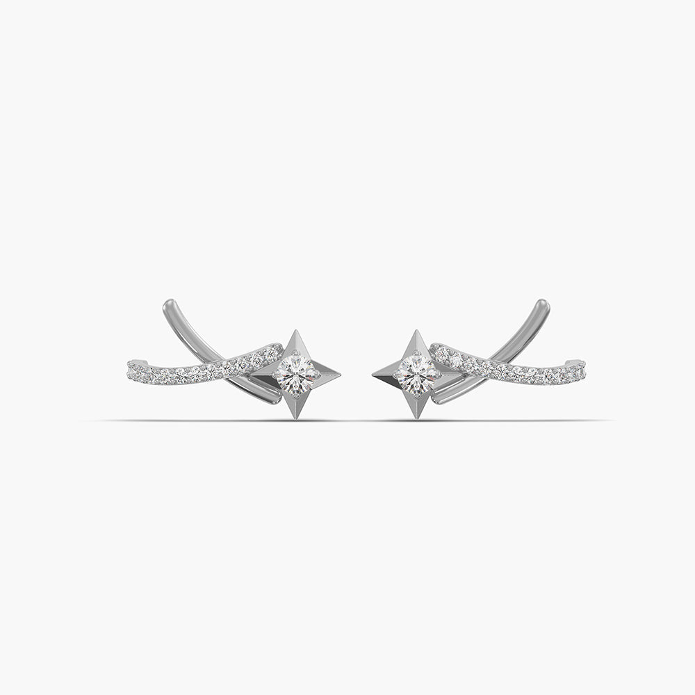 Modern Arc Sparkly 925 Silver Ear Climbers