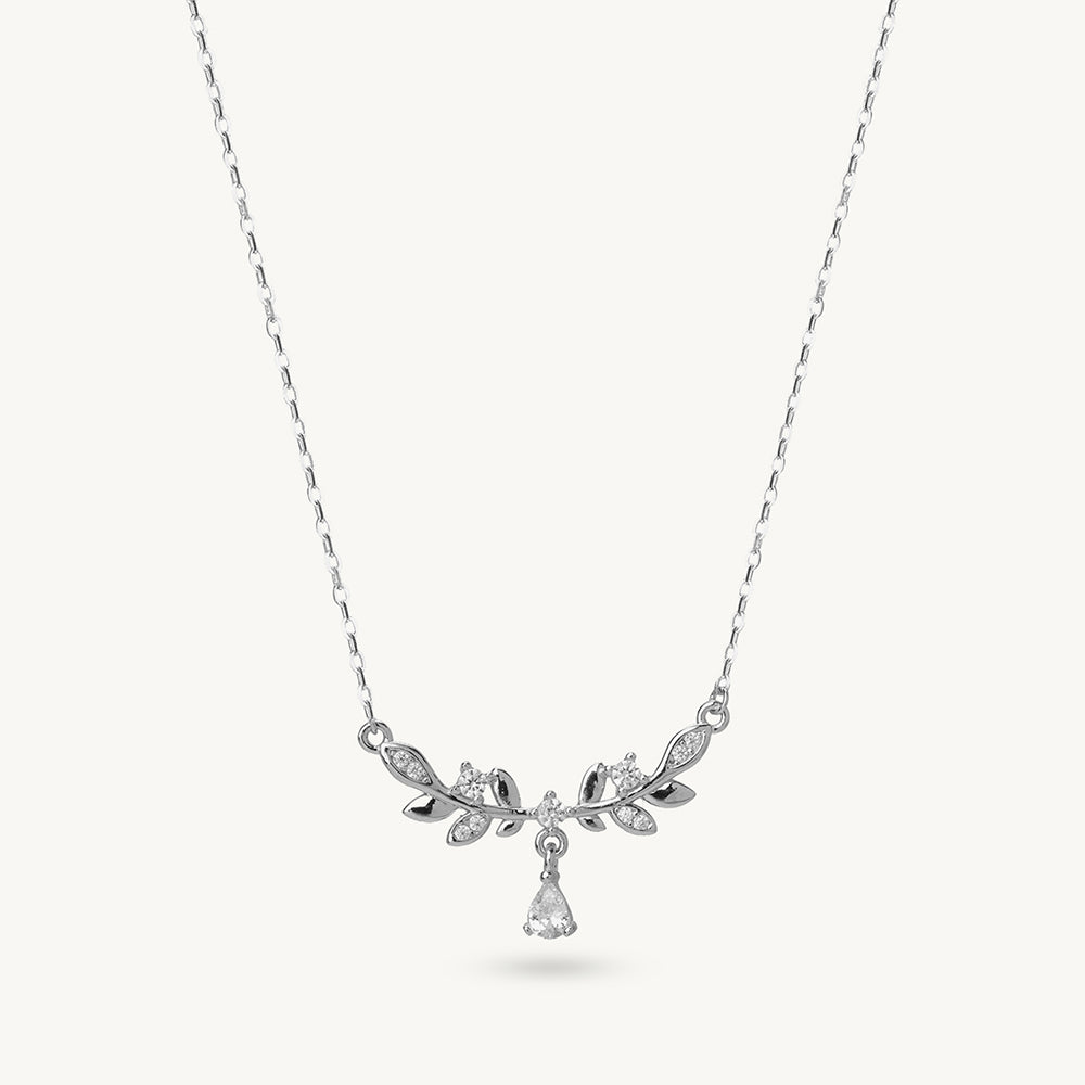 Leaf Drop 925 Sterling Silver Charm Necklace