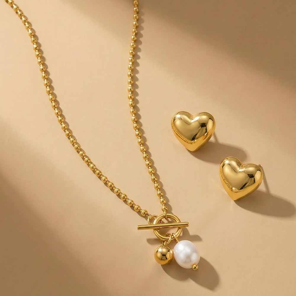Cherished Heart & Pearl Jewellery Set