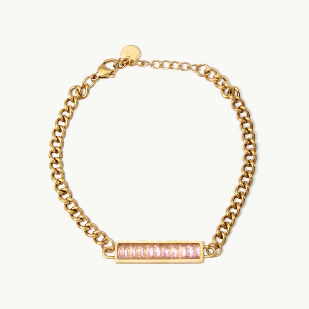 Crystal Bar Cuban Chain Bracelet