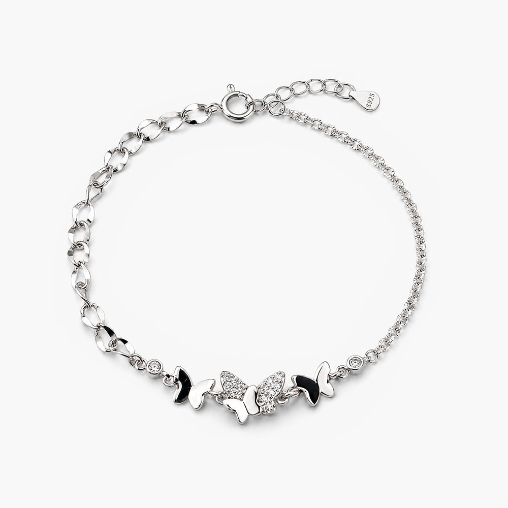 Trio Butterfly 925 Sterling Silver Bracelet