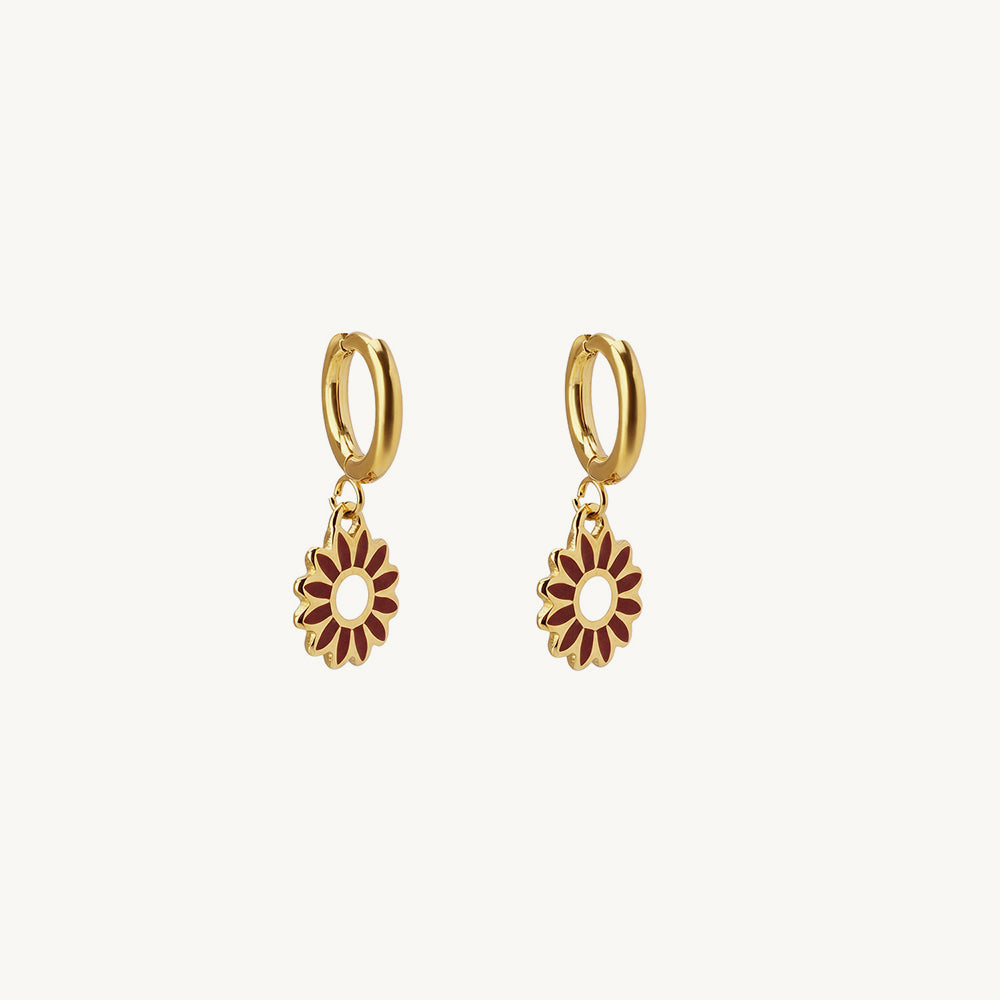 Red Floral Drop Earrings