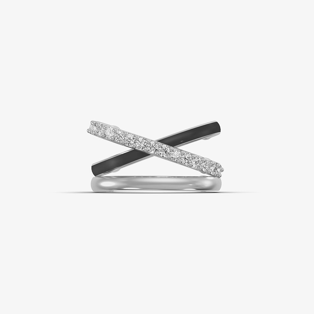 Glittery Criss Cross 925 Silver Cuff Earrings