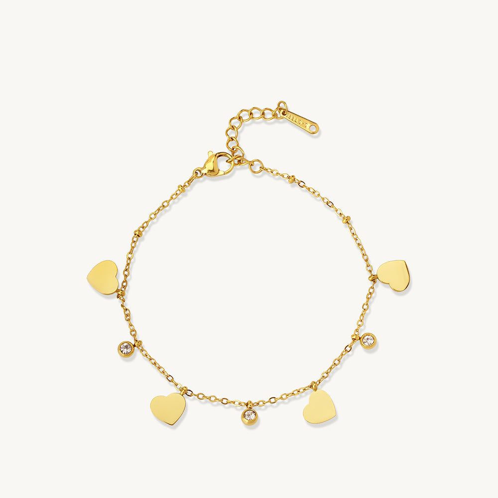 Dainty Heart Charm Drop Chain Bracelet