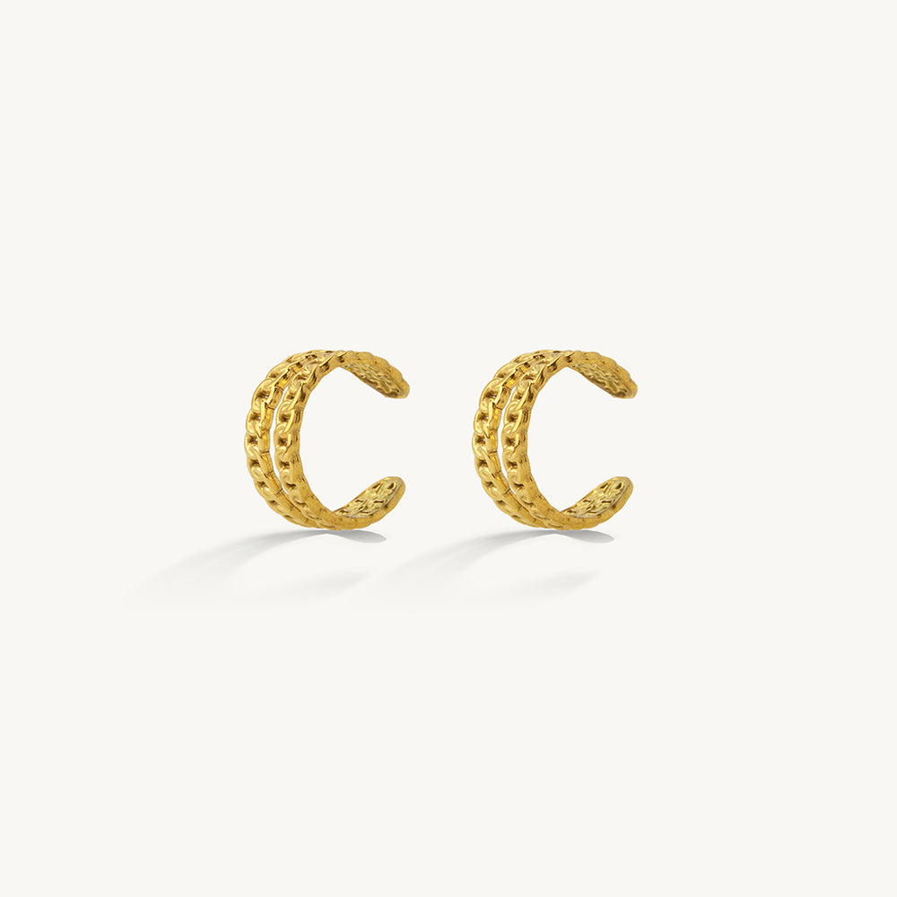 Textured Dual Line Cuff Earrings
