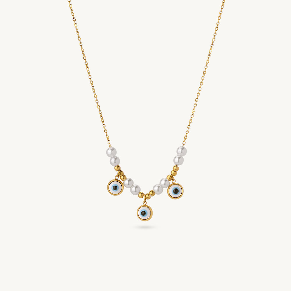 Eyes Charm Pearl Necklace