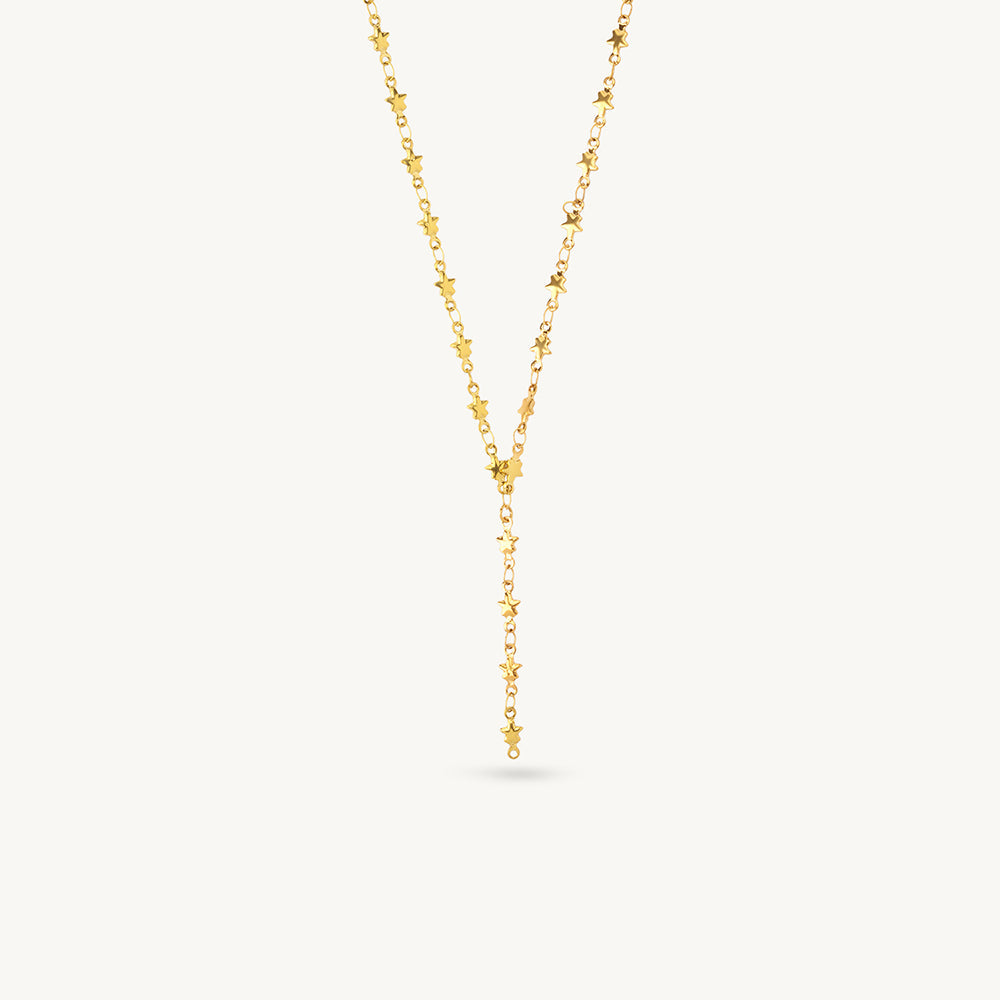 Textured Star Linked Lariat Necklace
