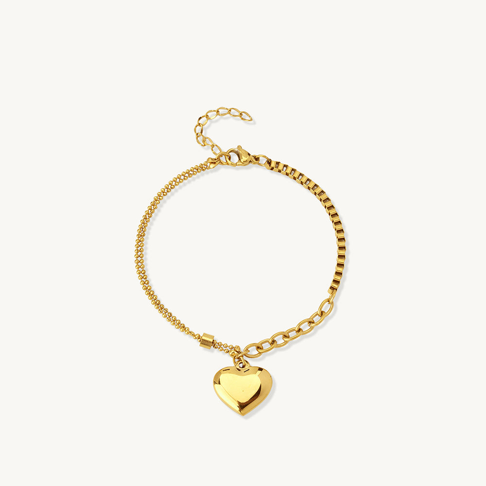 Glossy Heart Charm Chain Bracelet