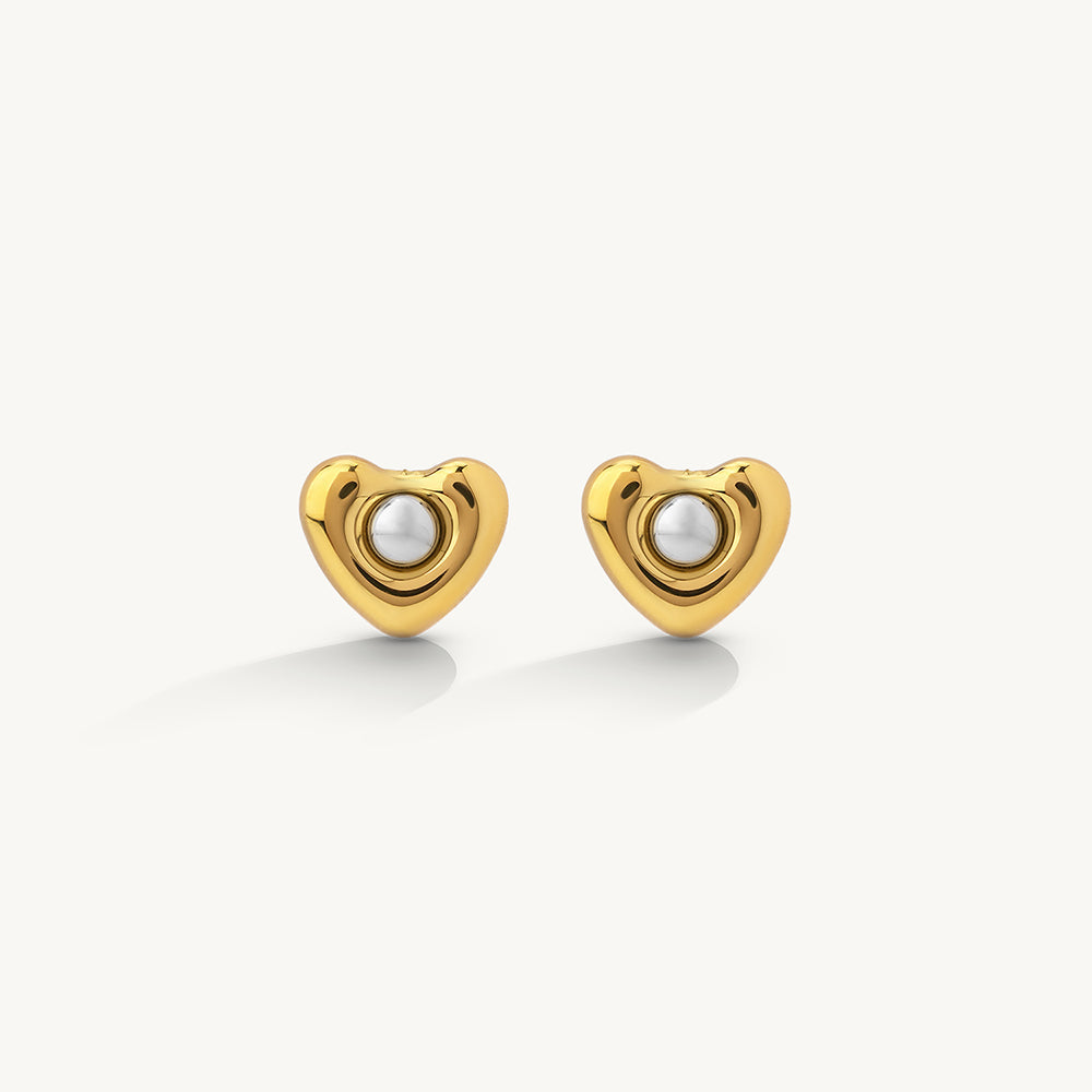 Heart Pearl Stud Earrings
