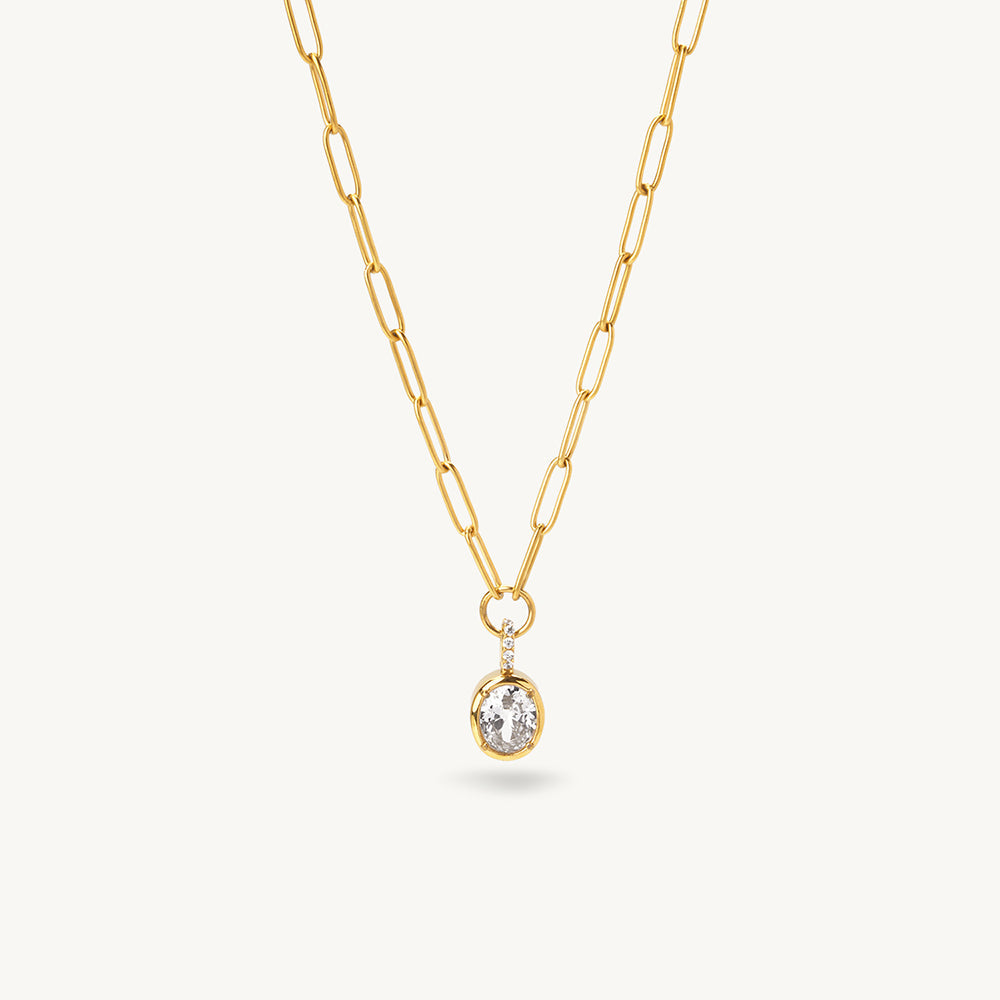 Sleek Oval Pendant Necklace