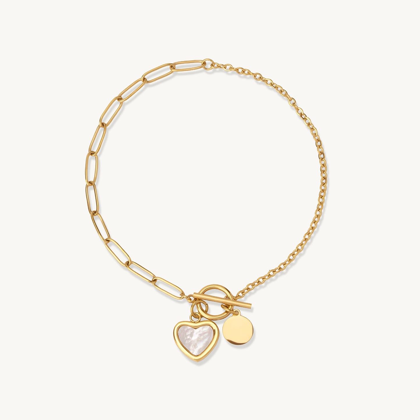 Paperlink Chain Heart Drop Bracelet