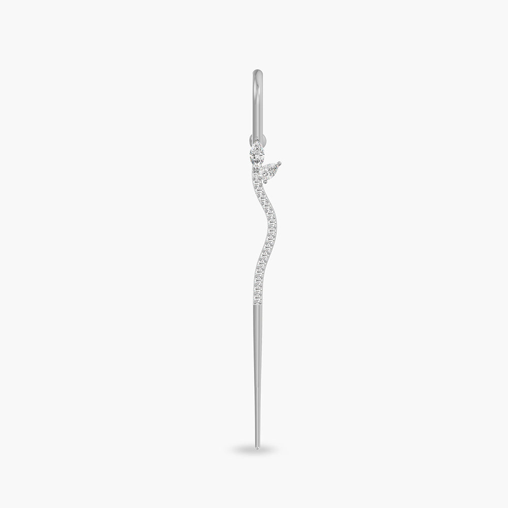 Elegant Wave 925 Silver Crawler Hook Earrings