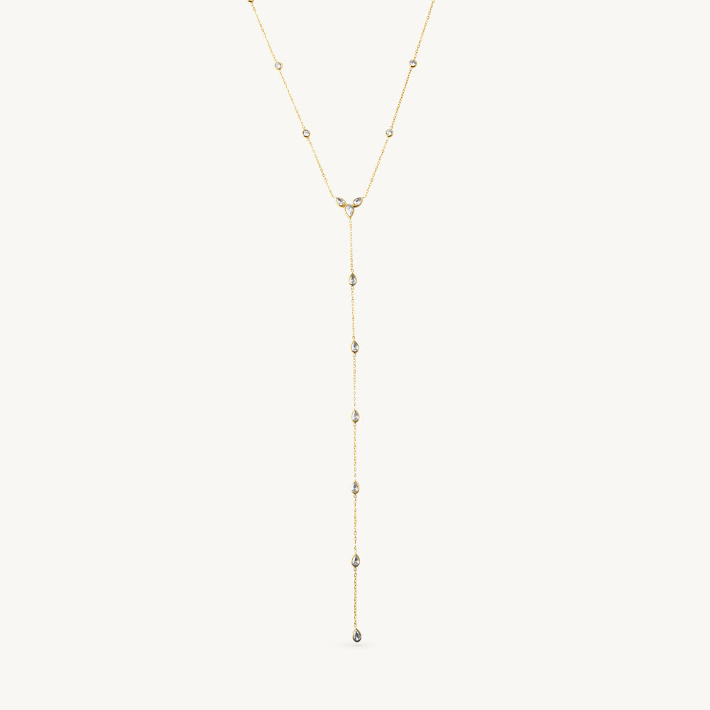Linear Crystal Drop Lariat Necklace
