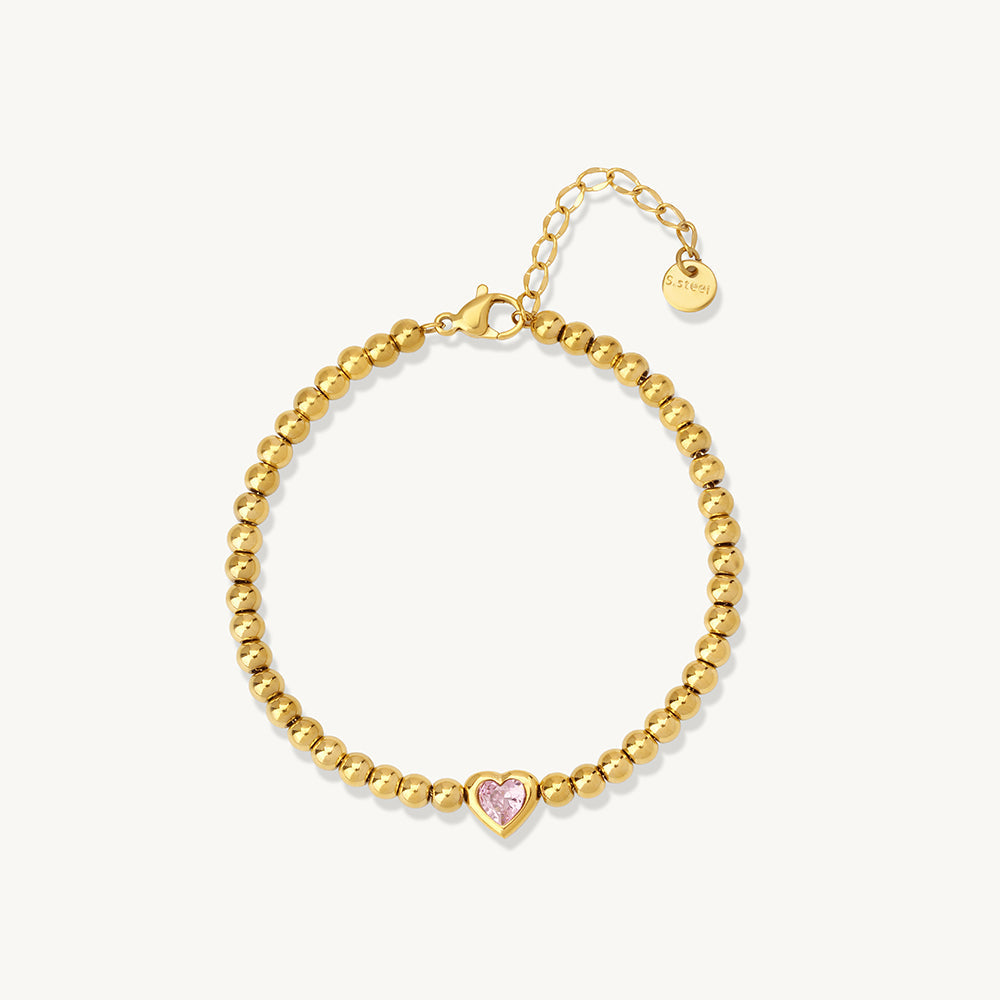 Blush Heart Motif Beaded Bracelet