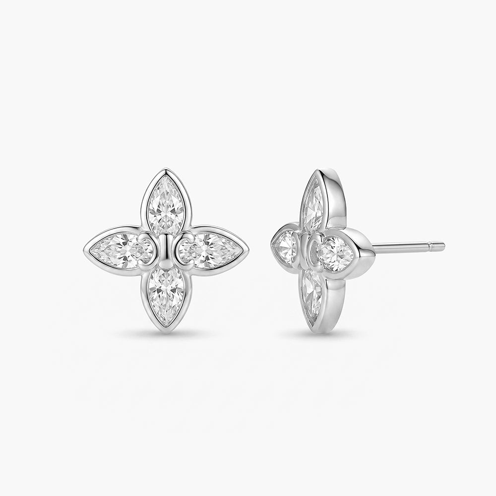 Delicate Flora Charm 925 Sterling Silver Earrings