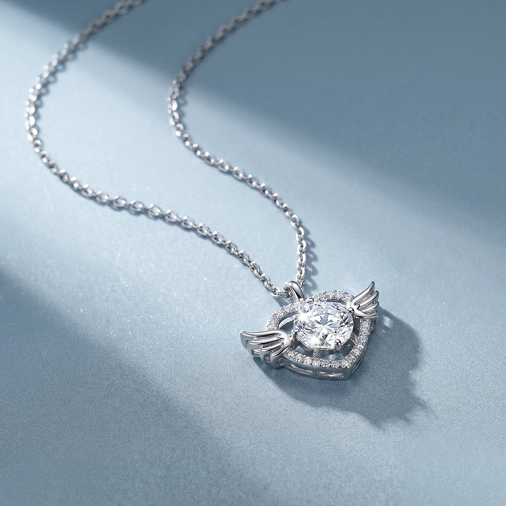 Angel Wing Heart 925 Sterling Silver Necklace
