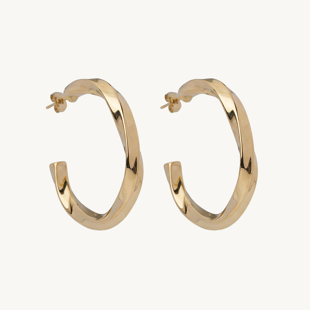 Spiral Twist C Hoop Earrings
