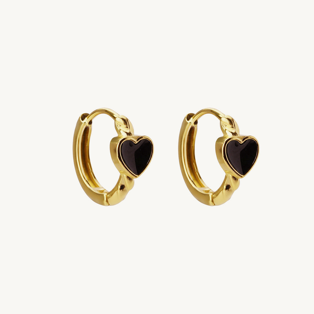 Mini Heart Motif Hoop Earrings