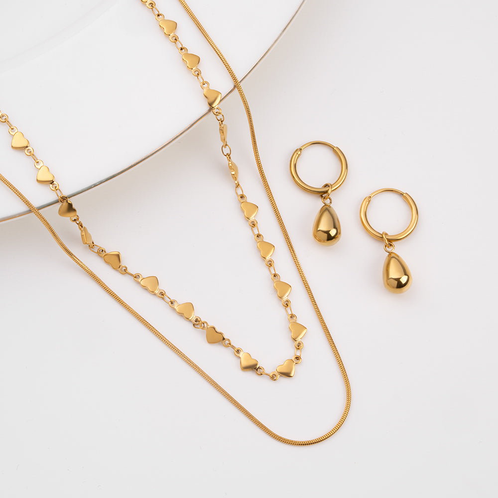 Soft Heartline Layered Jewellery Set
