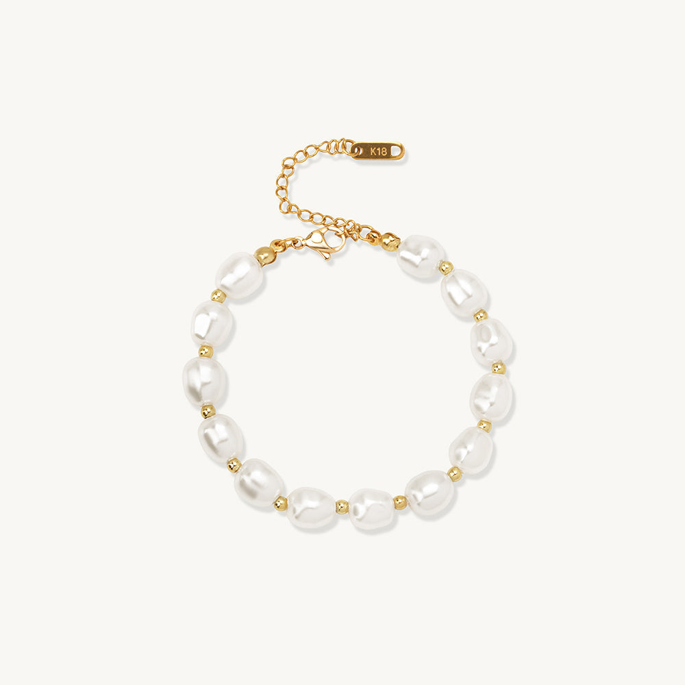 Bold Oval Linked Pearl Bracelet