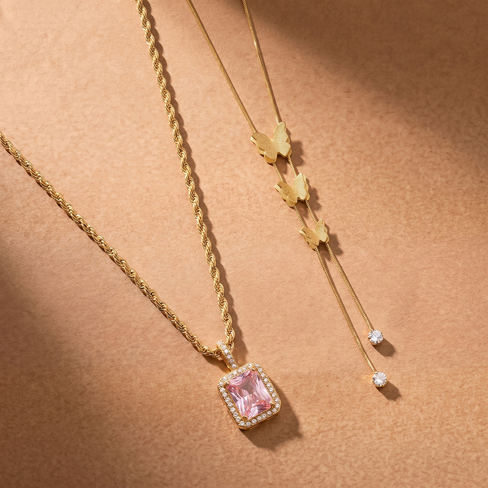Pink Stone Butterfly Set