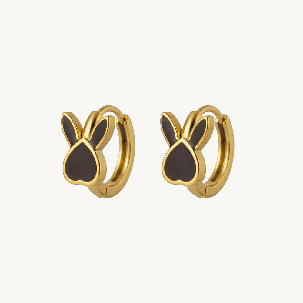 Black Bunny Hoop Earrings