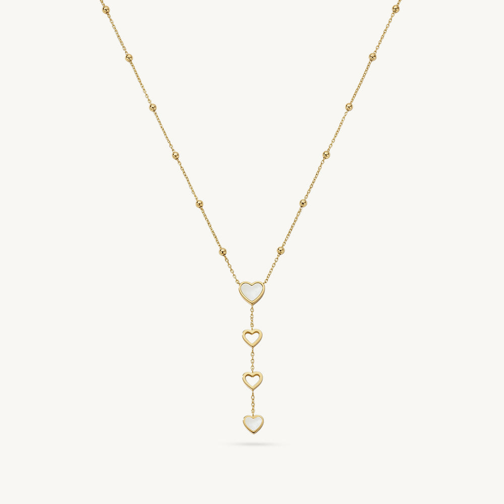 Multi Heart Linked Lariat Necklace