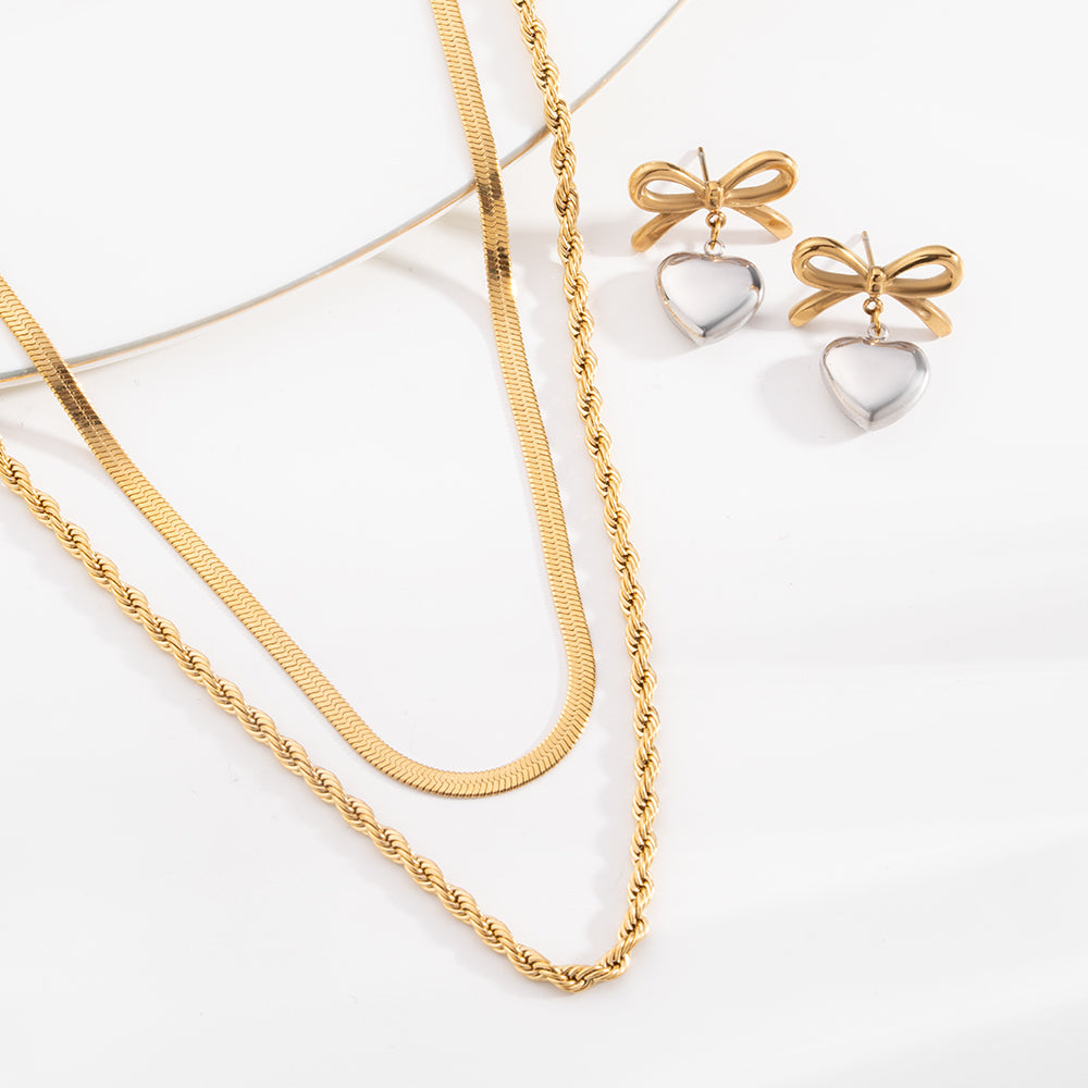 Bowed Heart Chain Elegance Set