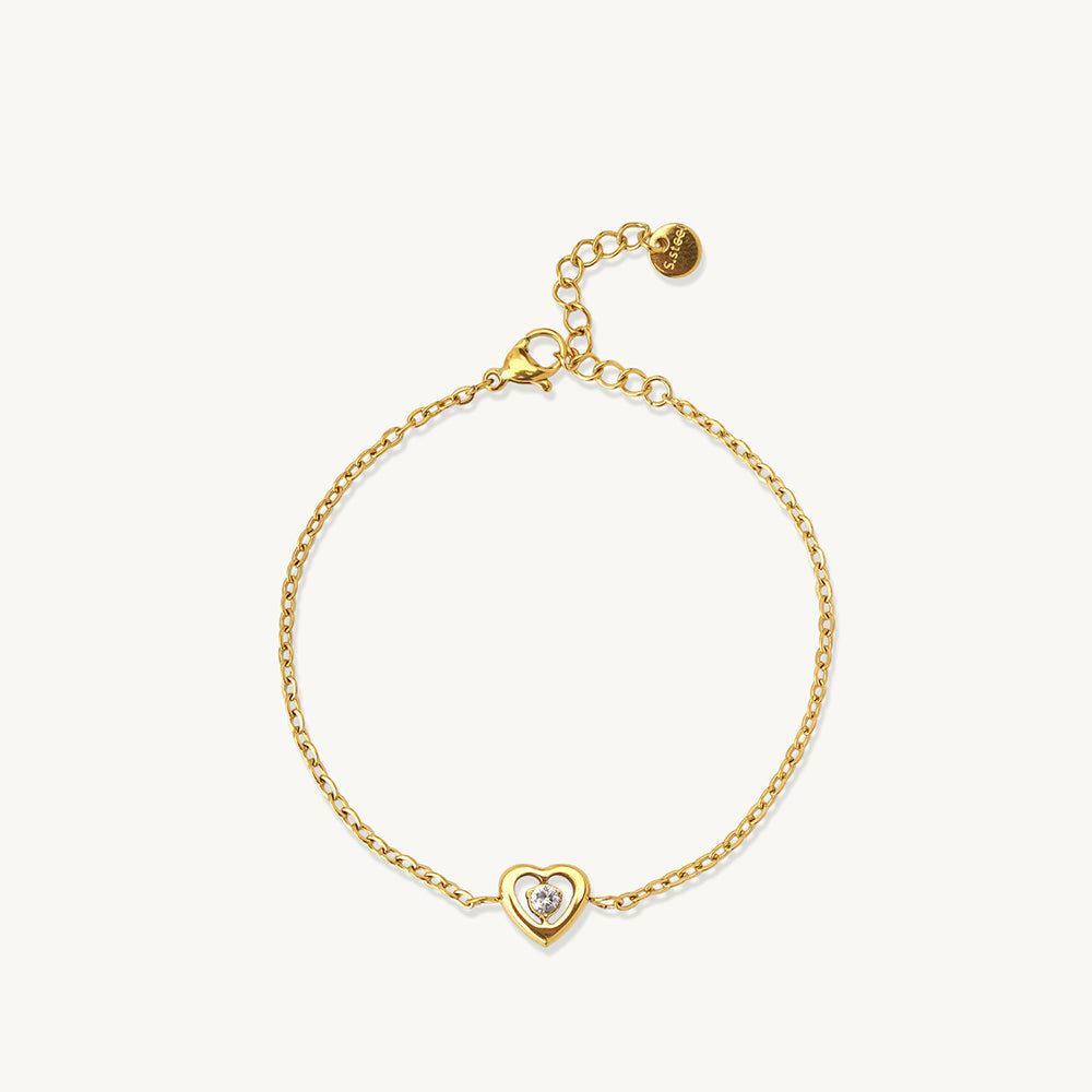 Crystal Heart Chain Bracelet