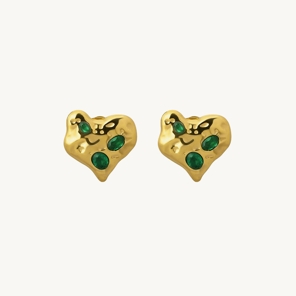 Hammered Heart Stud Earrings