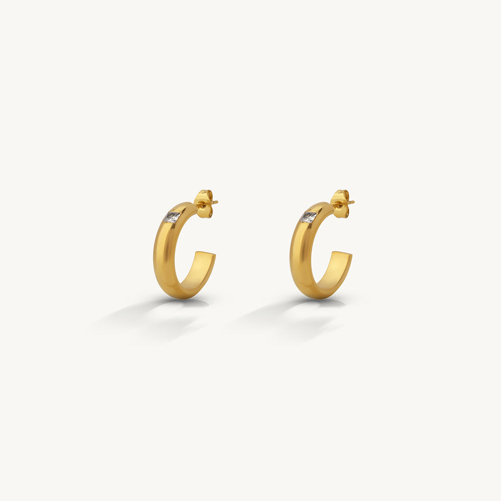 Radiant Stone Hoop Earrings