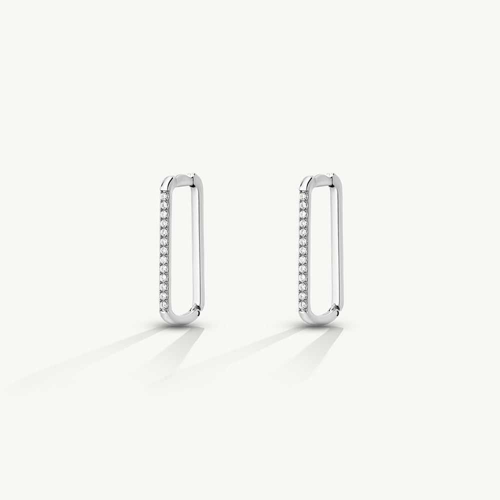 Silver Link Edge Earrings