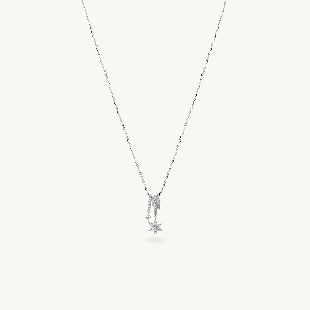 Halo Oval Rings Star Charm 925 Sterling Silver Necklace