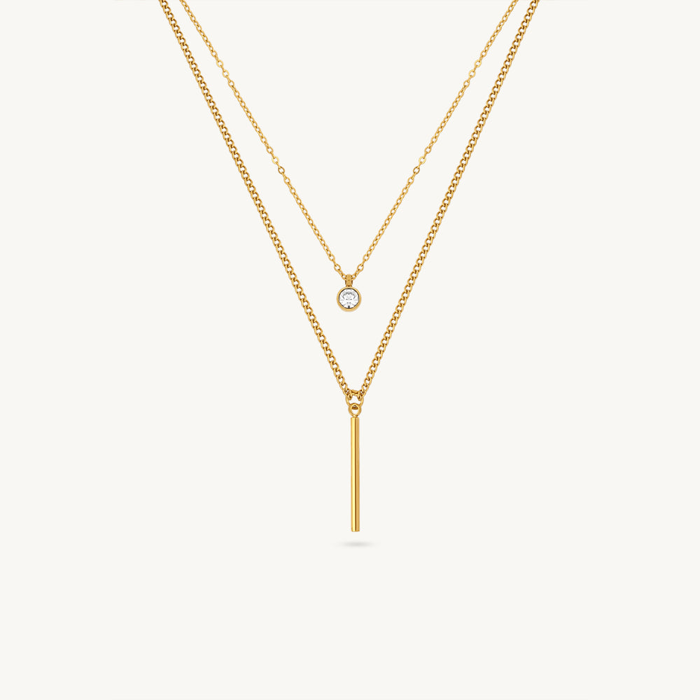Minimal Y Bar Layered Necklace