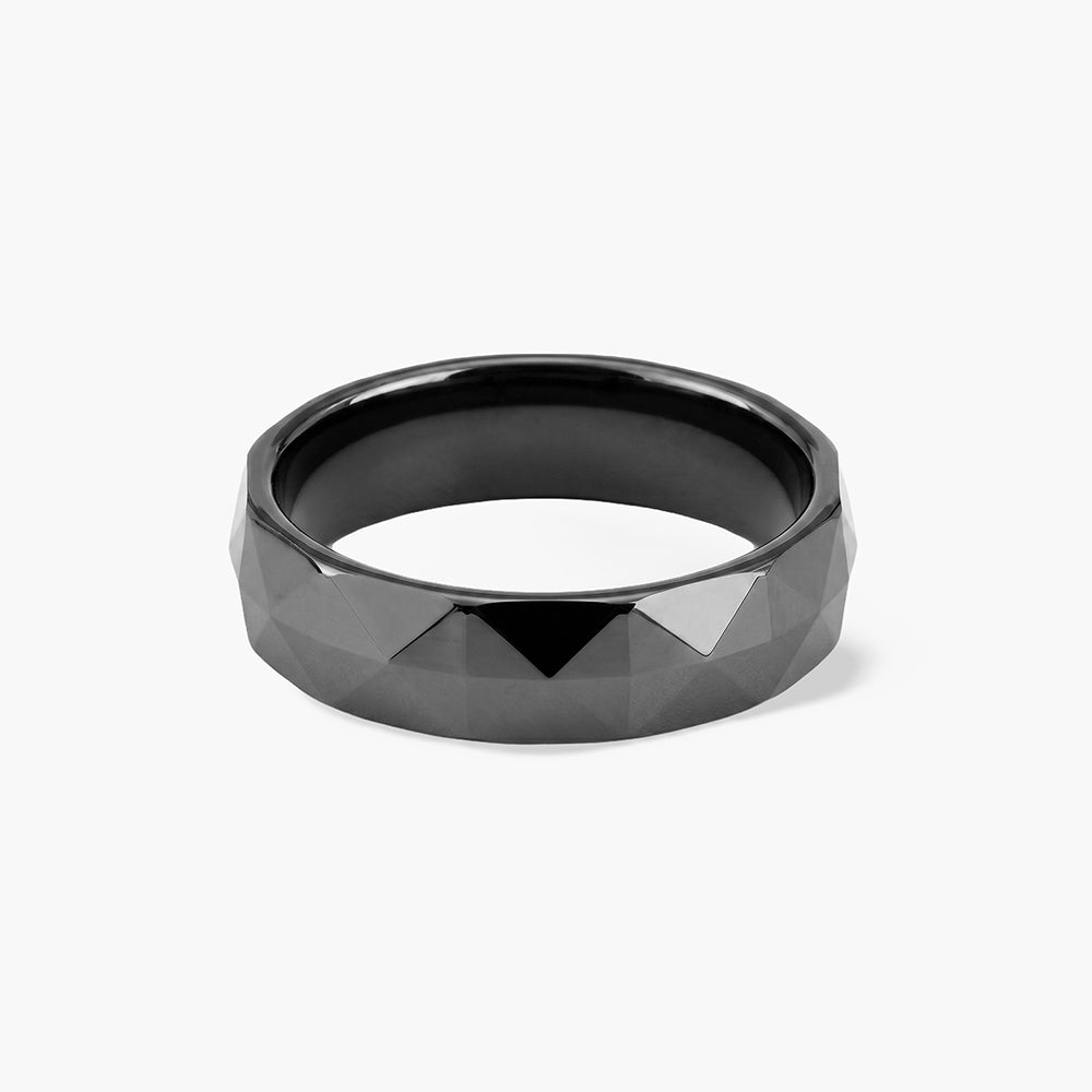 Geometric Black Band Ring