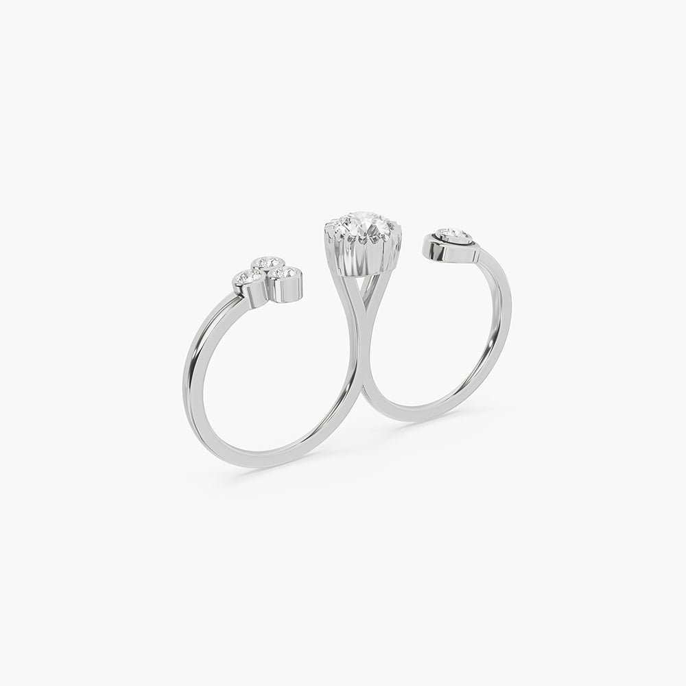925 Sterling Silver Play On Two Finger Ring