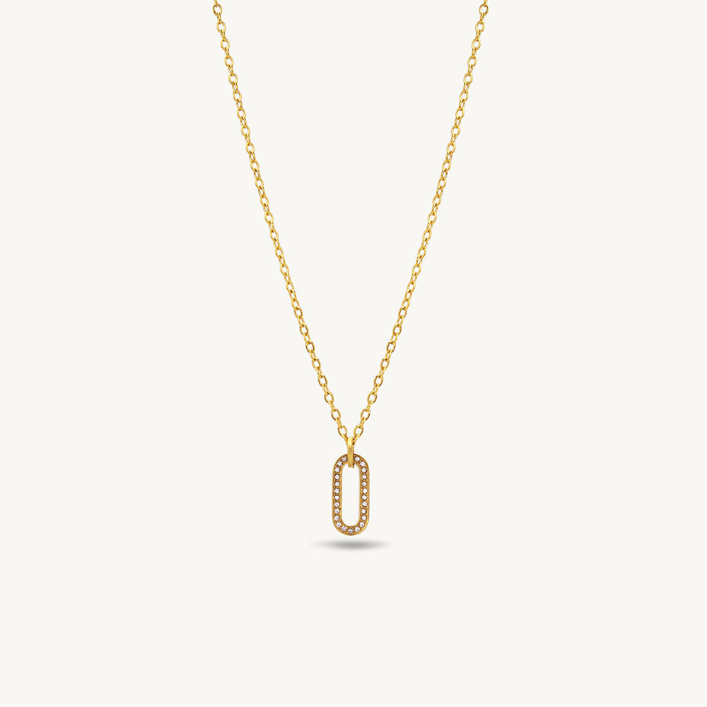 Crystal Oval Link Pendant Necklace