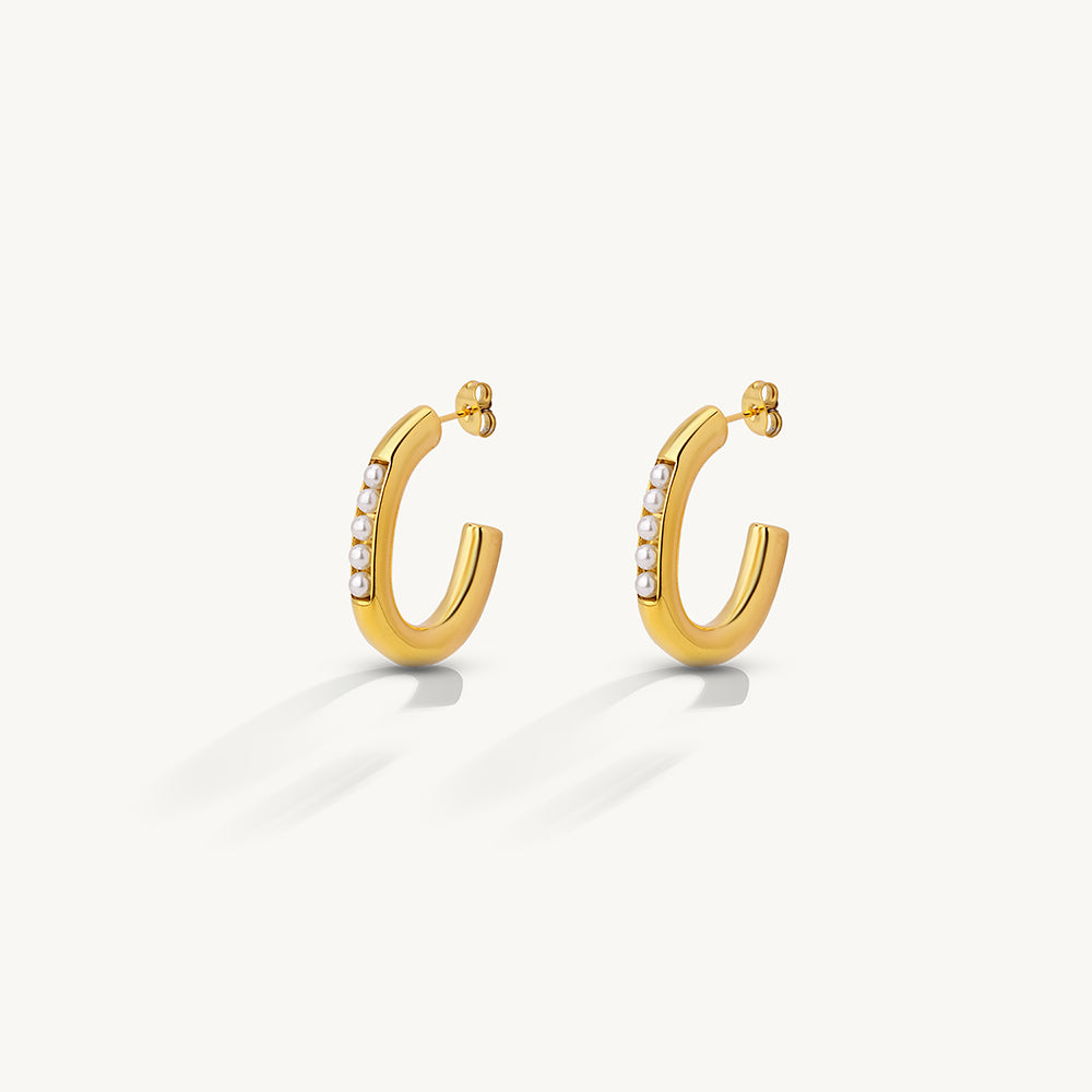 Luxury Pearl Accent Hoop Earrings
