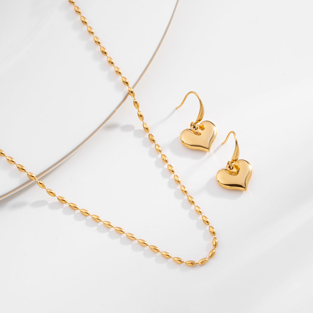 Beaded Heart Drop Elegance Jewellery Set