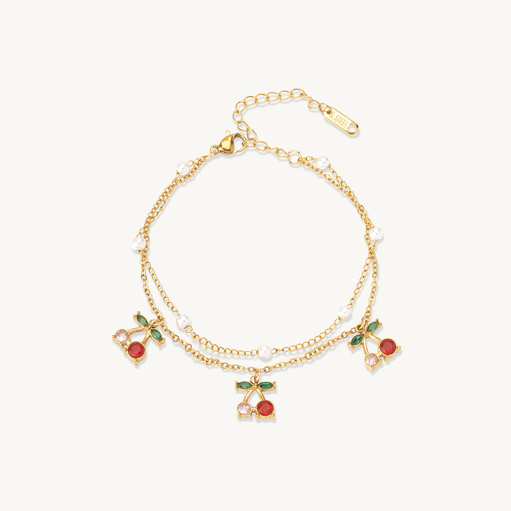 Chic Cherry Charm Layer Bracelet