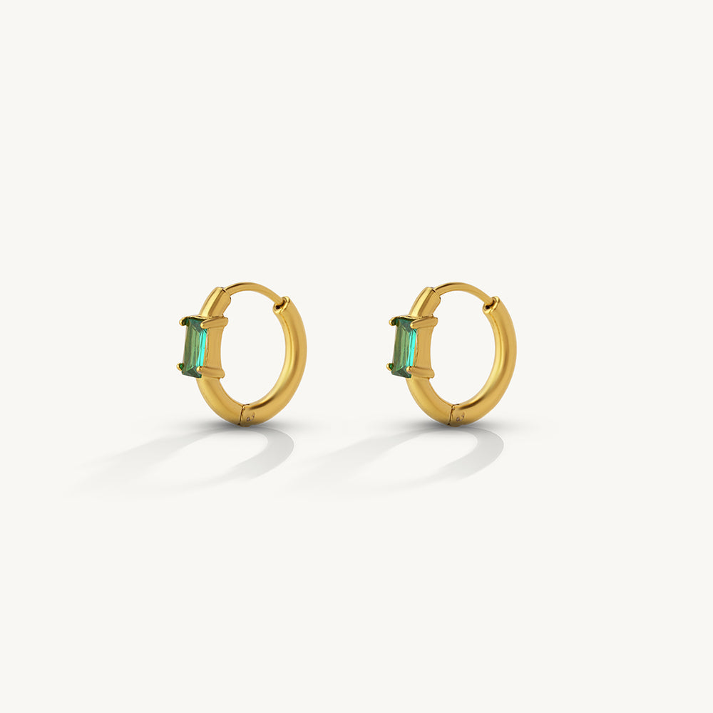 Elegant Emerald Hoop Earrings