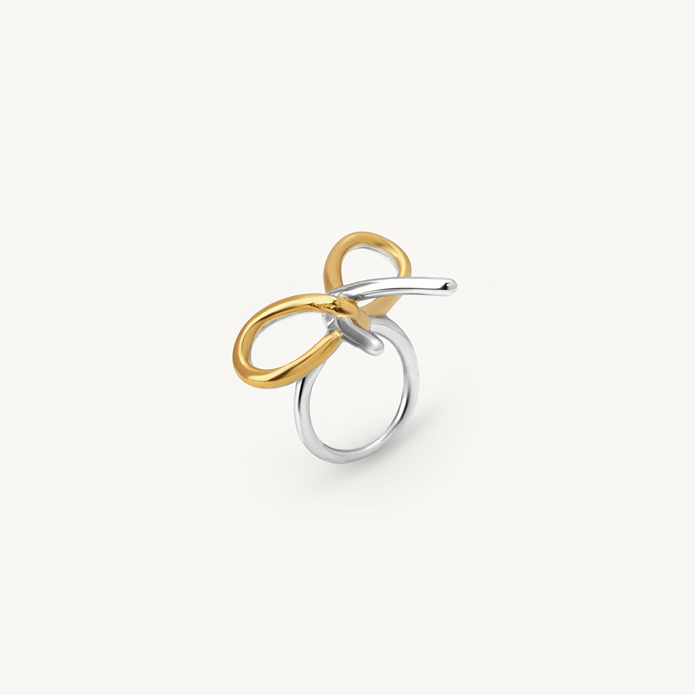 Sleek Dual Tone Bow Ring