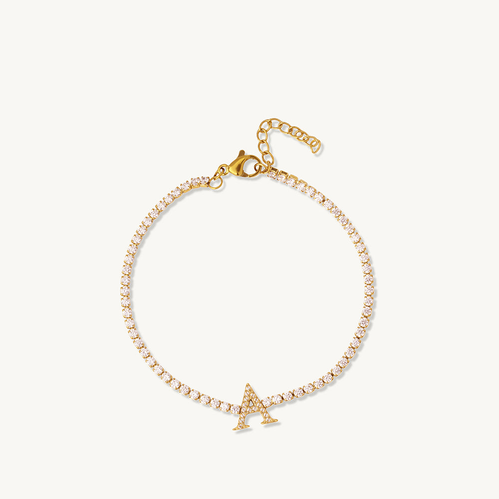 Crystal Initial Chain Bracelet